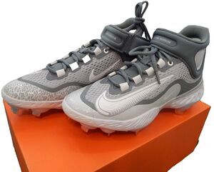 Men’s Size 7.5 Nike Alpha Huarache Elite 4 Mid Baseball Cleats Gray DJ6520-012
